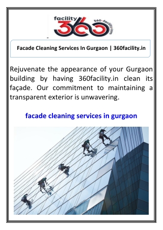 Facade Cleaning Services In Gurgaon  360facility.in