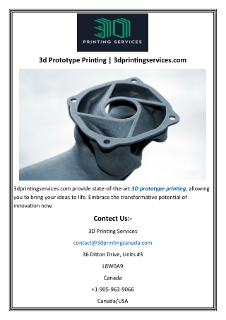 3d Prototype Printing  3dprintingservices