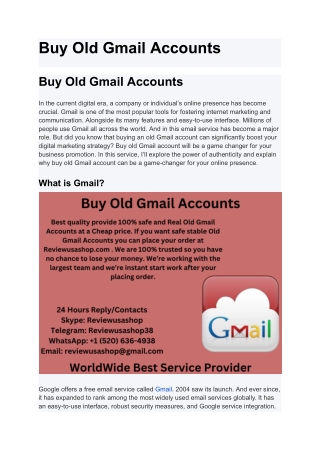 Buy Old Gmail Accounts