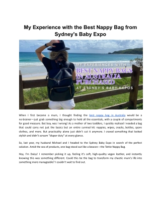 My Experience with the Best Nappy Bag from Sydney's Baby Expo