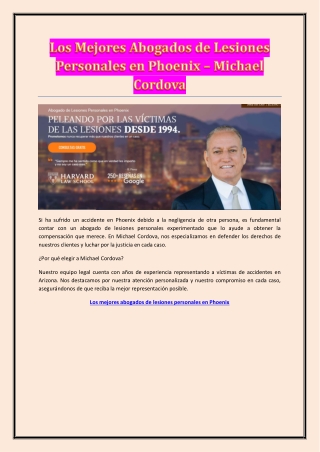 Los Mejores Abogados de Lesiones Personales en Phoenix – Michael Cordova