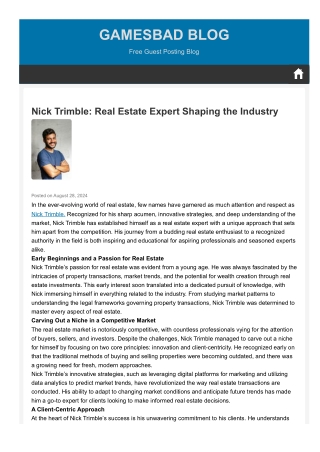 Nicholas Trimble Real Estate Expert in Las Vegas