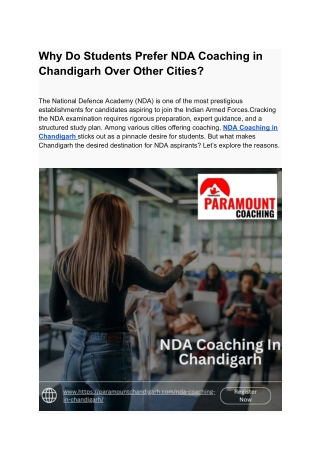 Top Training for NDA Success in Chandigarh