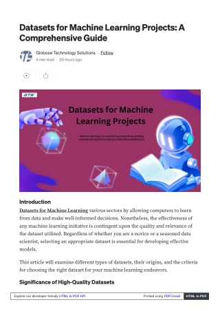 Datasets for Machine Learning Projects: A Comprehensive Guide