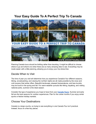 Your Easy Guide To A Perfect Trip To Canada