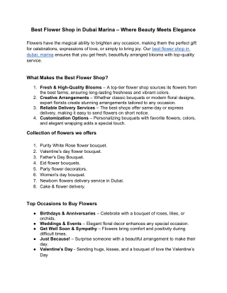 Best Flower Shop in Dubai Marina – Where Beauty Meets Elegance