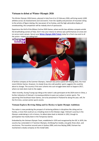 Vietnam to debut at Winter Olympic 2026