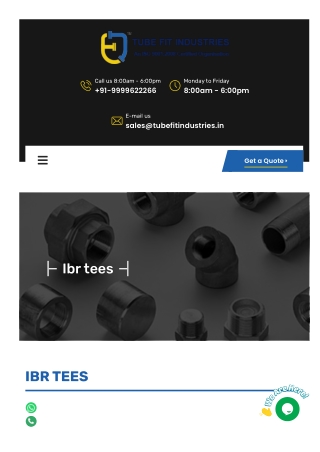 IBR Tees: High-Quality Fittings for Seamless Connections