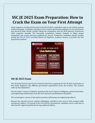 SSC JE 2025 Exam Preparation How to Crack the Exam on Your First Attempt