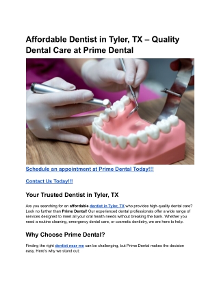 Affordable Dentist in Tyler, TX – Quality Dental Care at Prime Dental
