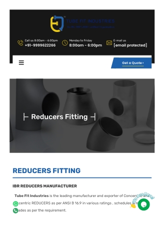 IBR Reducers: Engineered for High-Performance Piping