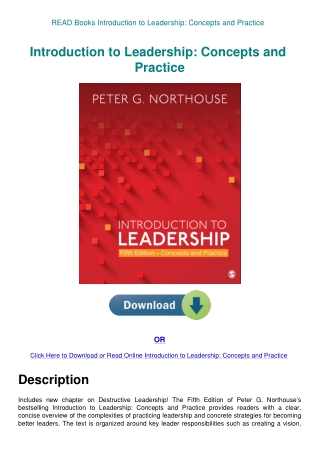 READ Books Introduction to Leadership Concepts and Practice