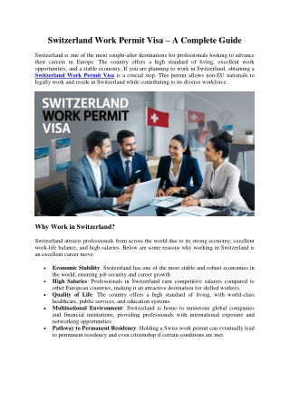 Switzerland Work Permit Visa – A Complete Guide