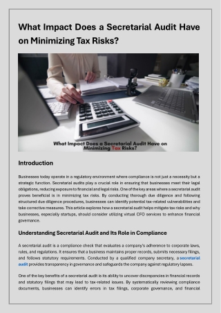 What Impact Does a Secretarial Audit Have on Minimizing Tax Risks