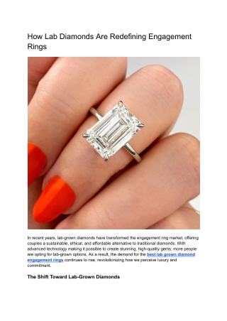 How Lab Diamonds Are Redefining Engagement Rings