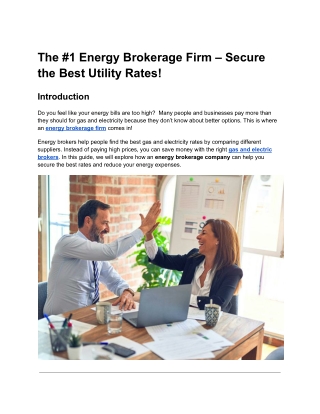 The #1 Energy Brokerage Firm – Secure the Best Utility Rates