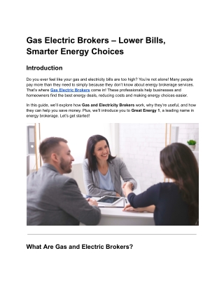 Gas Electric Brokers – Lower Bills, Smarter Energy Choices