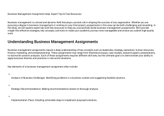 Business Management Assignment Help: Expert Tips & Free Resources.