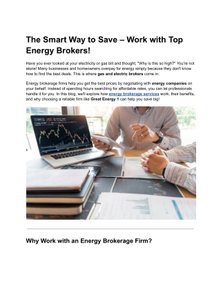 The Smart Way to Save – Work with Top Energy Brokers