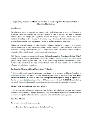 Empowering Students and Teachers The Role of Face Recognition Attendance System in Educational Institutions