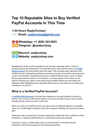 Top 10 Reputable Sites to Buy Verified PayPal Accounts In This Time