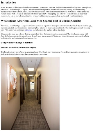 What Makes American Laser Med Spa the Best in Corpus Christi?