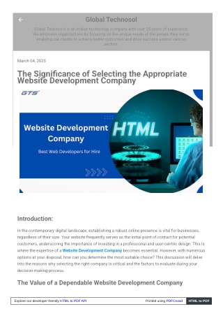 The Significance of Selecting the Appropriate Website Development Company