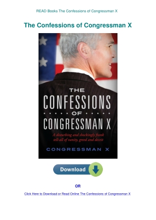 READ Books The Confessions of Congressman X