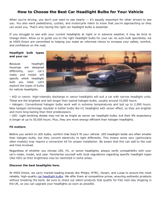 How to Choose the Best Car Headlight Bulbs for Your Vehicle