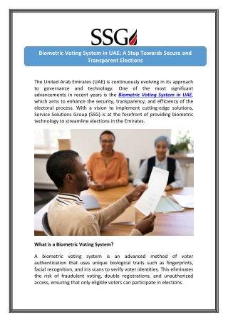 Secure Elections with SSG Biometric Voting System in UAE