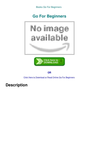 Books Go For Beginners