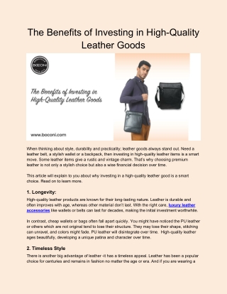 The Benefits of Investing in High-Quality Leather Goods