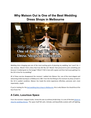 Why Maison Oui is One of the Best Wedding Dress Shops in Melbourne