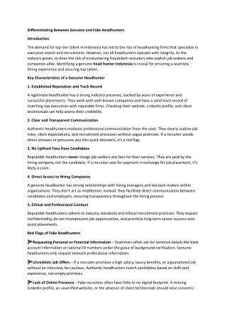 Differentiating Between Genuine and Fake Headhunters