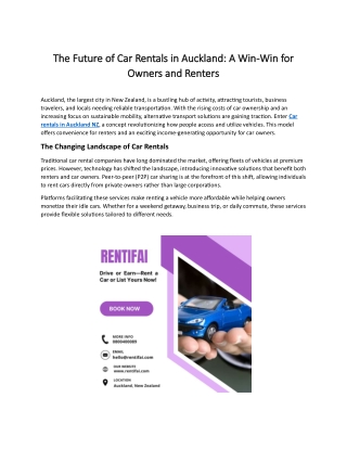 The Future of Car Rentals in Auckland