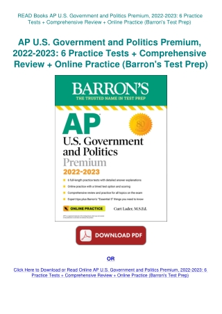 READ Books AP U.S. Government and Politics Premium  2022-2023 6 Practice Tests   Comprehensive Revie