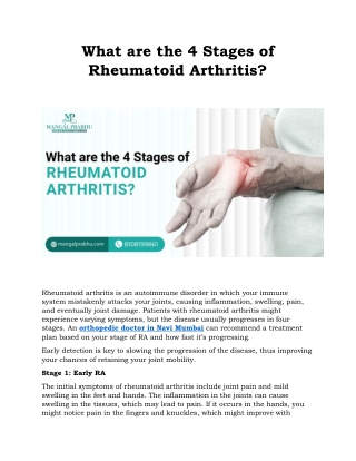 What are the 4 Stages of Rheumatoid Arthritis