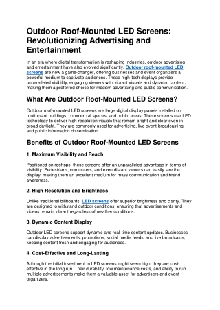 Outdoor Roof-Mounted LED Screens