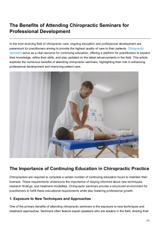 The Benefits of Attending Chiropractic Seminars for Professional Development