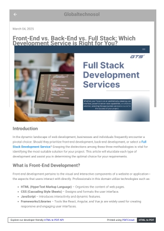 Front-End vs. Back-End vs. Full Stack Which Development Service is Right for You