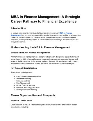 MBA in Finance Management_ A Strategic Career Pathway to Financial Excellence