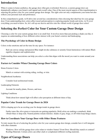 Selecting the Perfect Color for Your Custom Garage Door Design