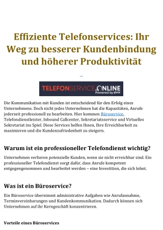 Büroservice telefonservice.online