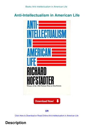 Books Anti-Intellectualism in American Life