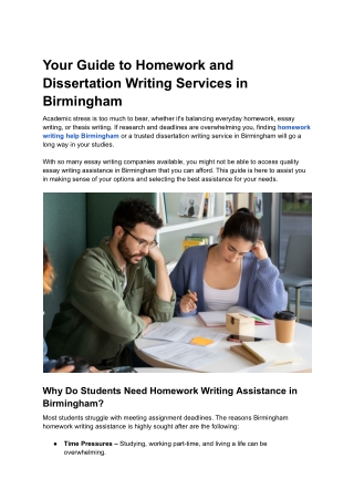 Your Guide to Homework and Dissertation Writing Services in Birmingham