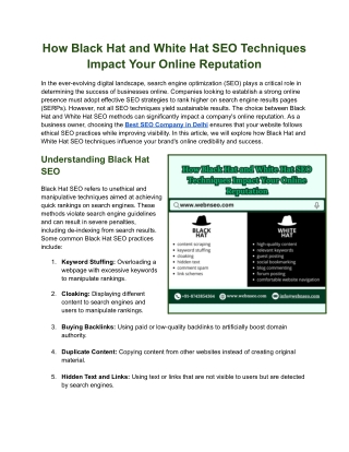 How Black Hat and White Hat SEO Techniques Impact Your Online Reputation