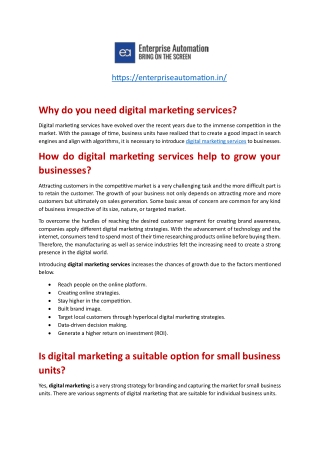 Why do you need digital marketing services?