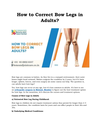 How to Correct Bow Legs in Adults