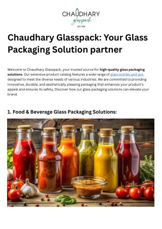 Chaudhary Glasspack Your Glass Packaging Solution partner