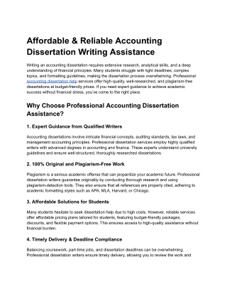 Affordable & Reliable Accounting Dissertation Writing Assistance